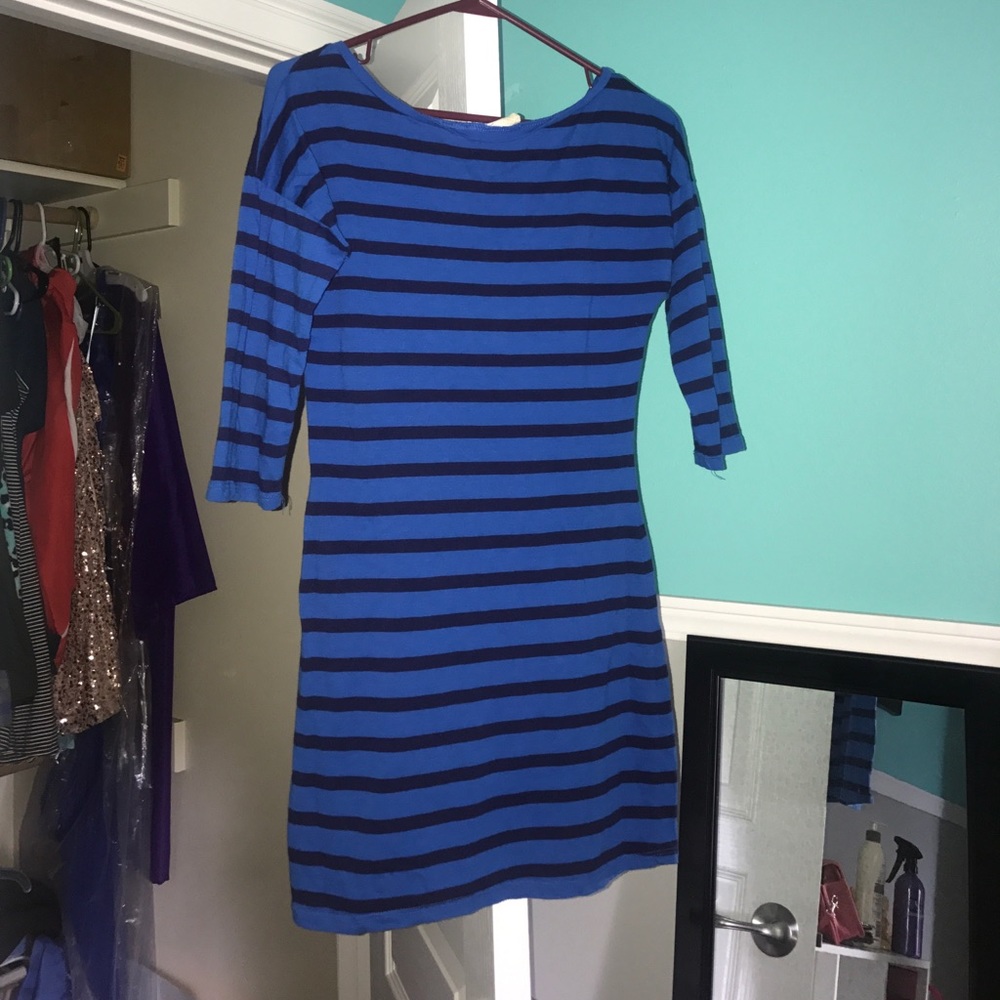 Blue and black striped dress