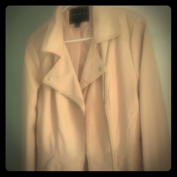 Blush pink pleather moto jacket - Picture 1 of 3