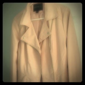 Blush pink pleather moto jacket