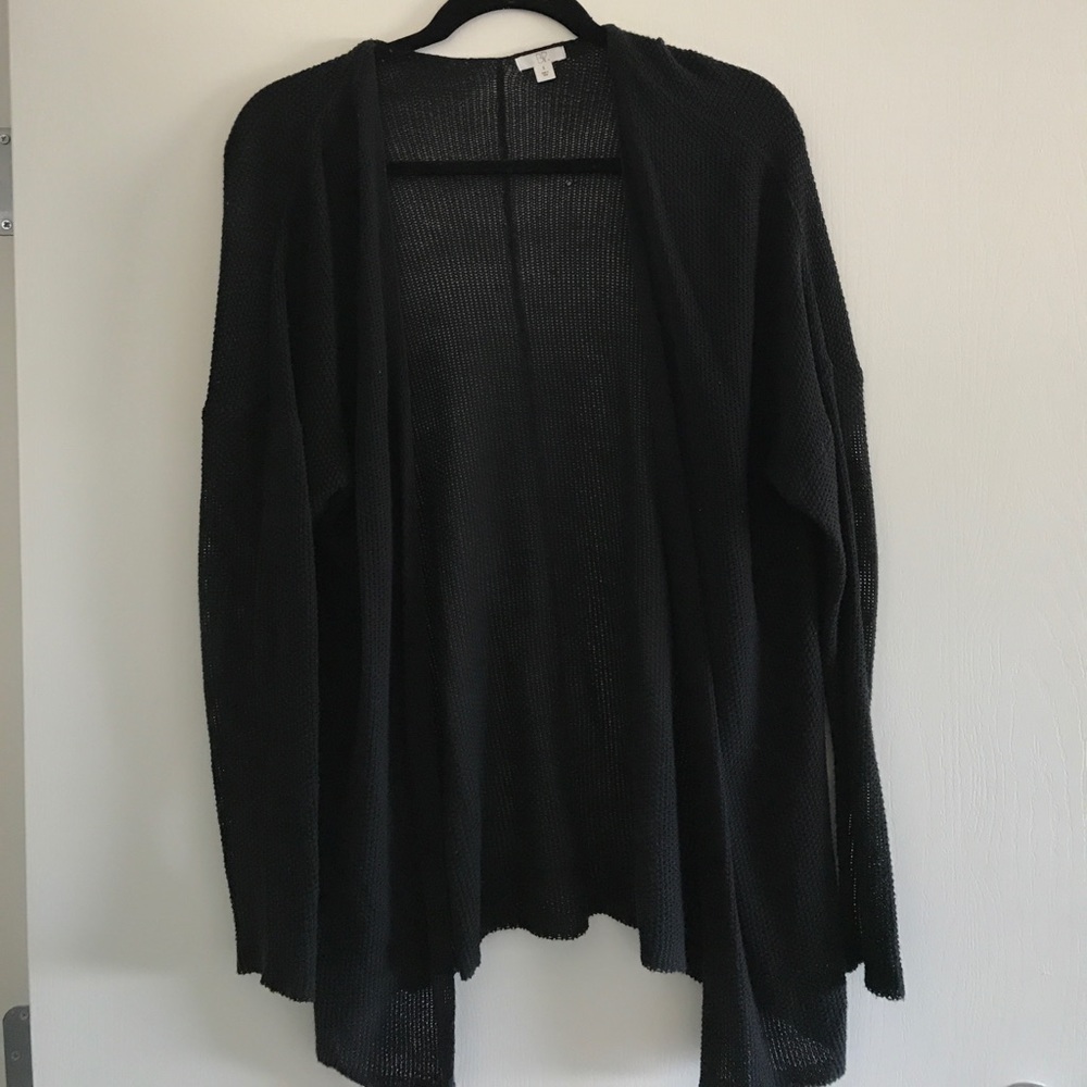 Black open front cardigan