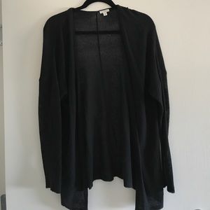 Black open front cardigan