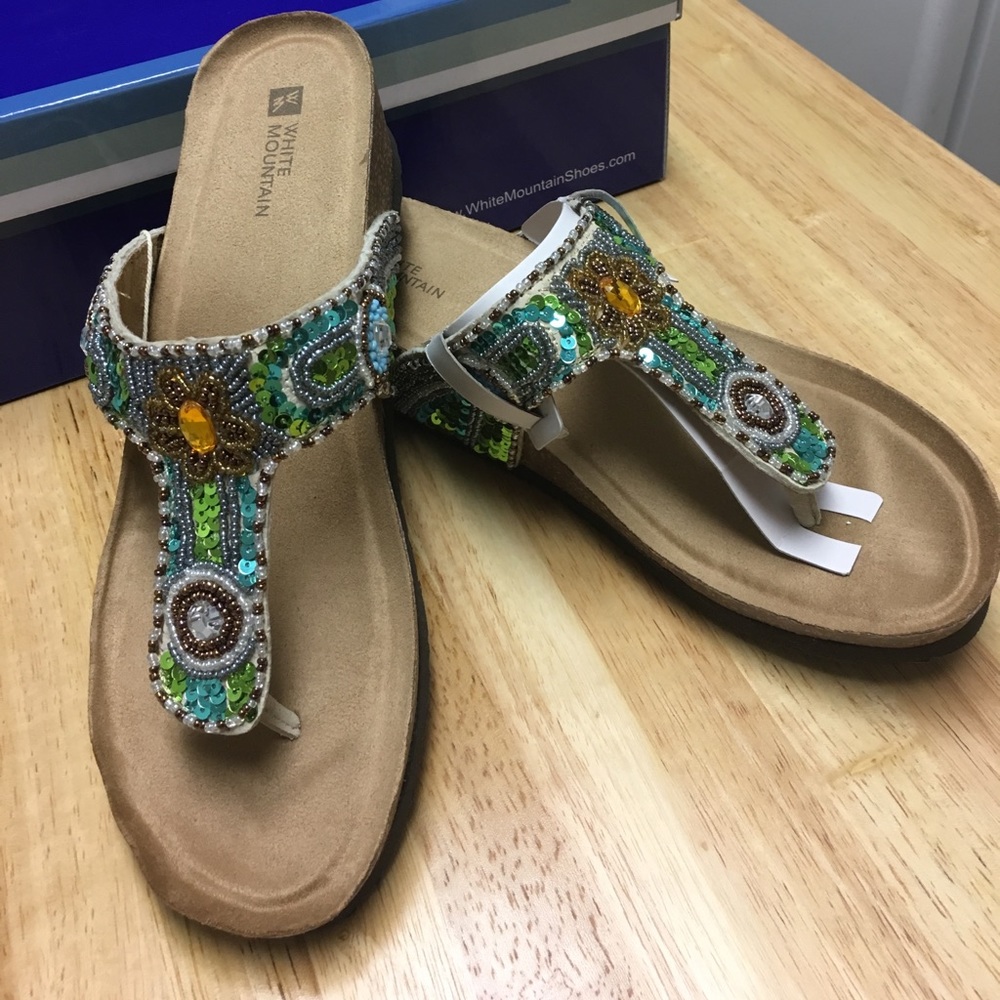 White Mountain Beaded Sandals