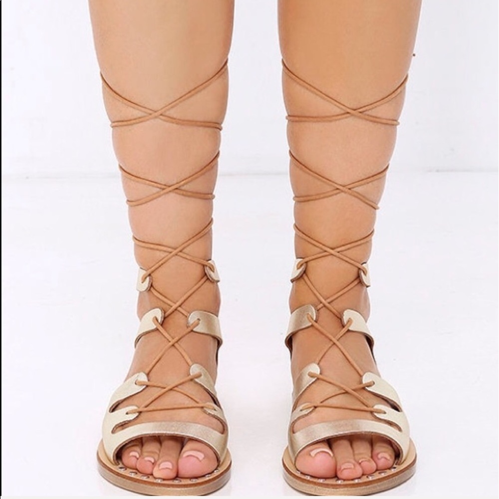 Steve Madden "Rella" Gold Gladiator Sandals - Picture 4 of 8