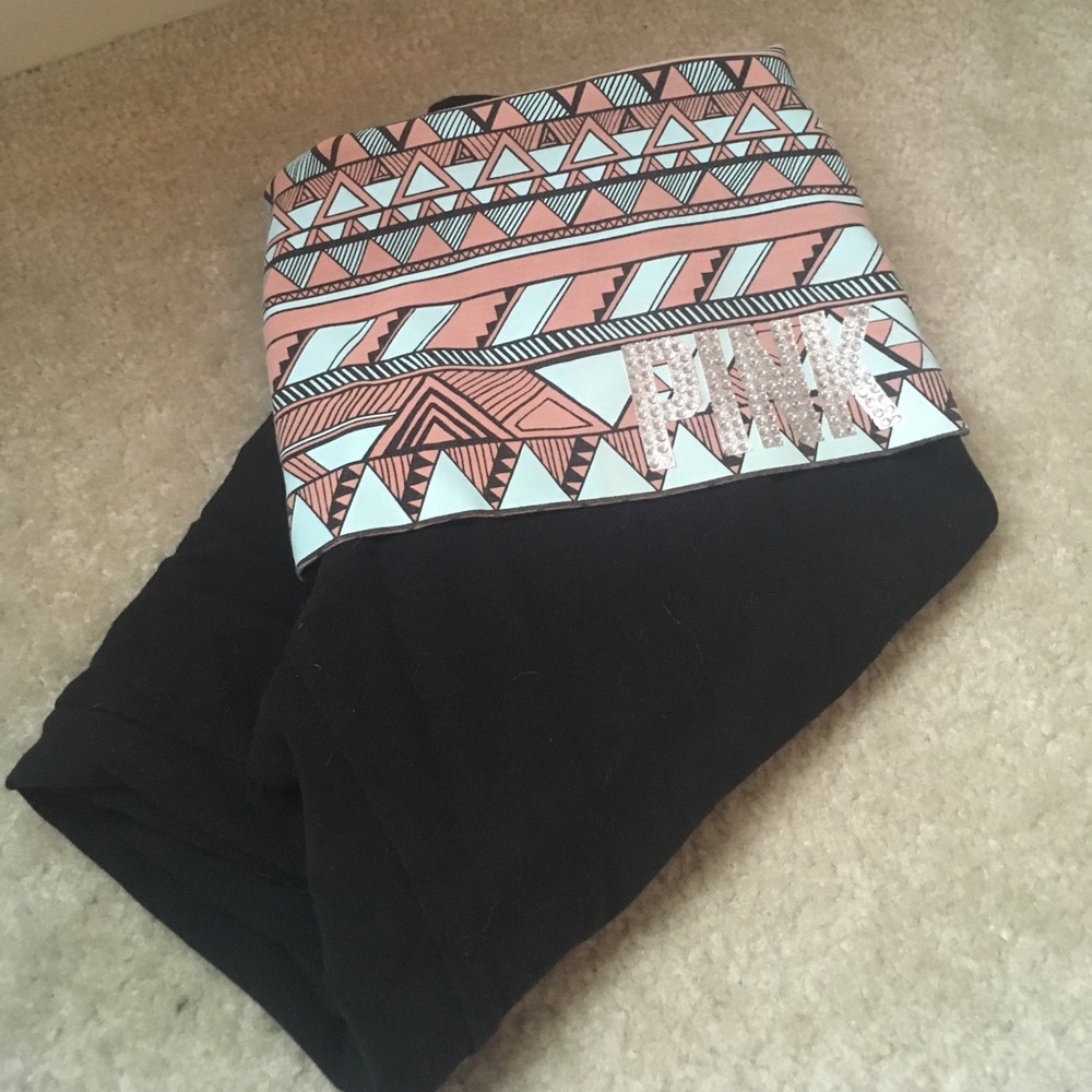 PINK fold over Aztec leggings