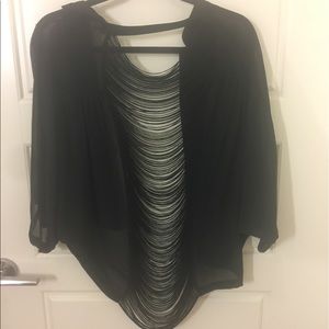 Naked Zebra open back blouse