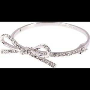 Kate space pave silver bow hinge bangle