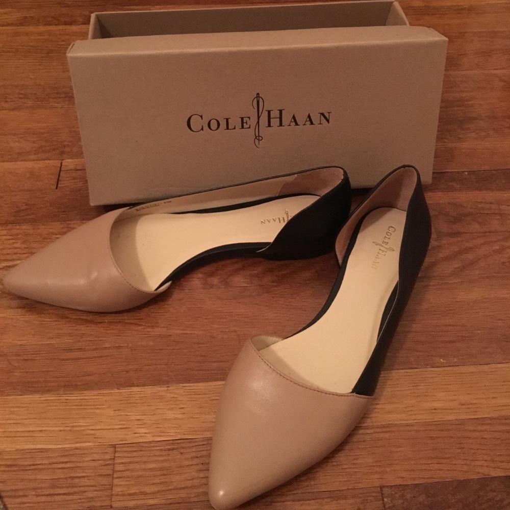 Cole Haan tan and black two-tone flats