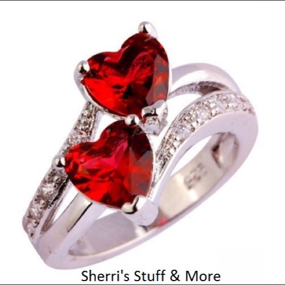 Double Heart Silver Ring - Picture 3 of 3