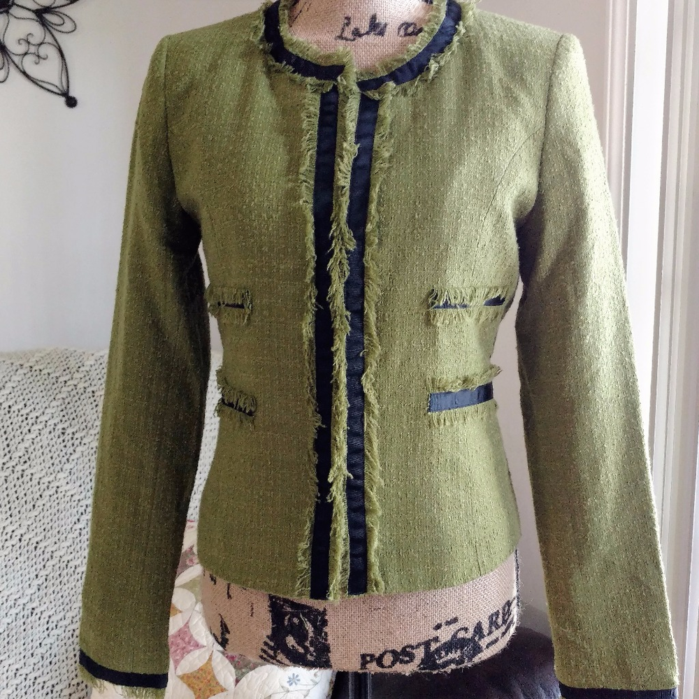 Jules & Leopold Retro Green Tweed Blazer sz 2