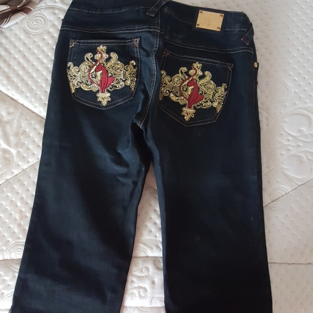 Dark denim capris