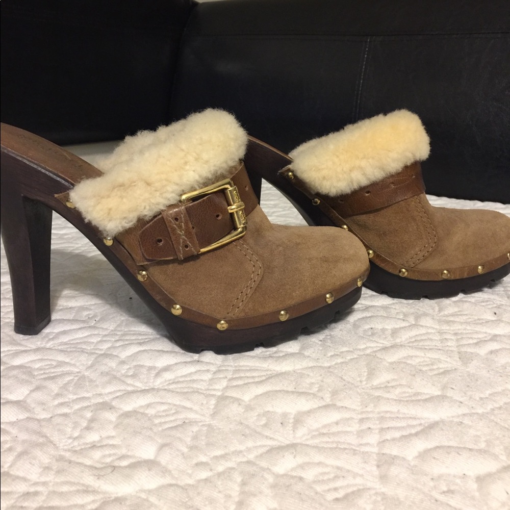Michael Kors light brown suede mules.