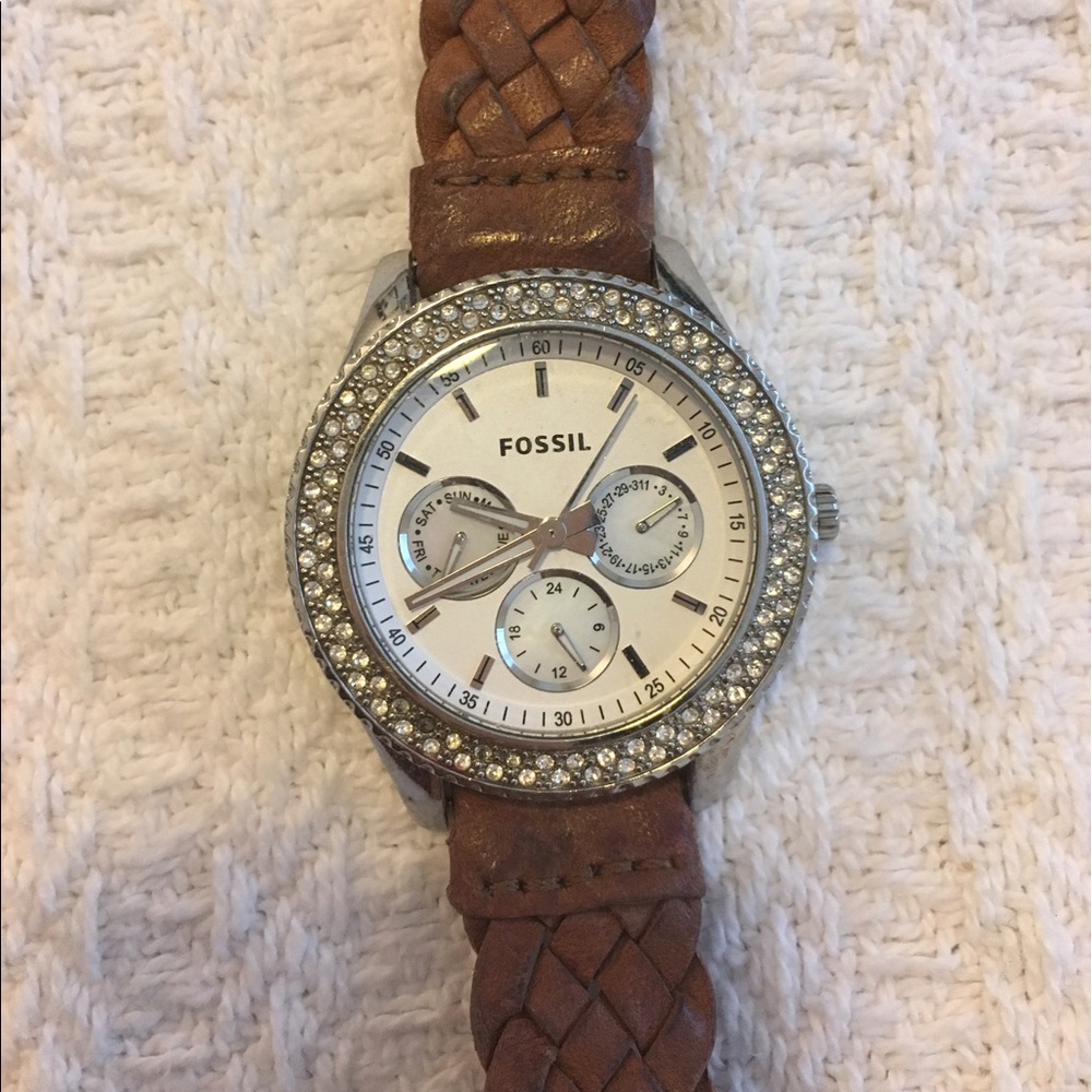 Fossil Braided Leather Band Watch