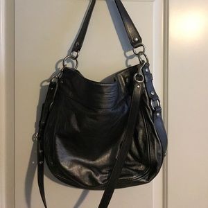 Grey metallic leather Coach bag