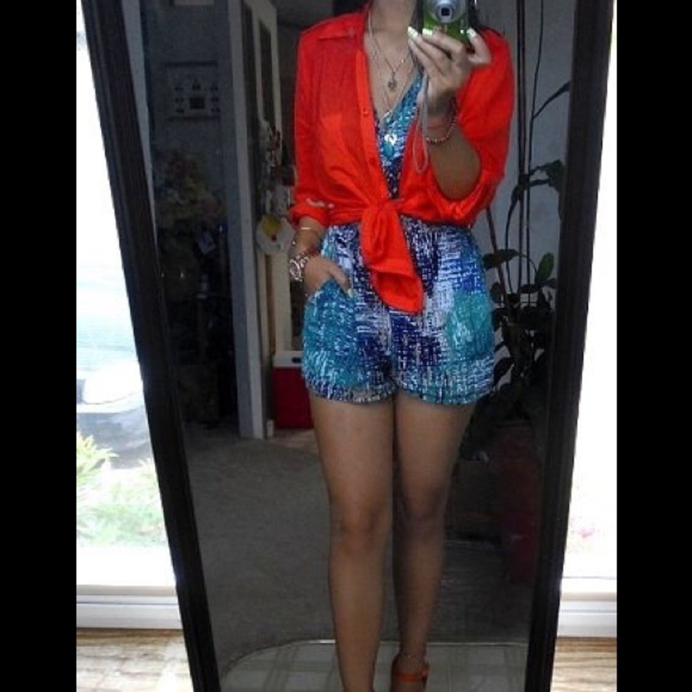 Green and blue romper