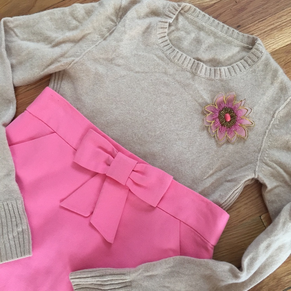 J. Crew pink pencil skirt with bow