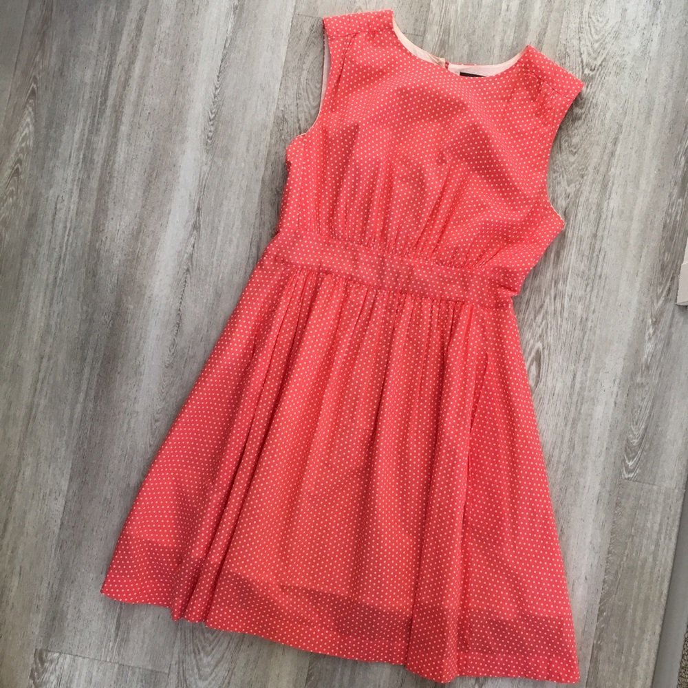 Coral Pink Polka Dot Summer Dress