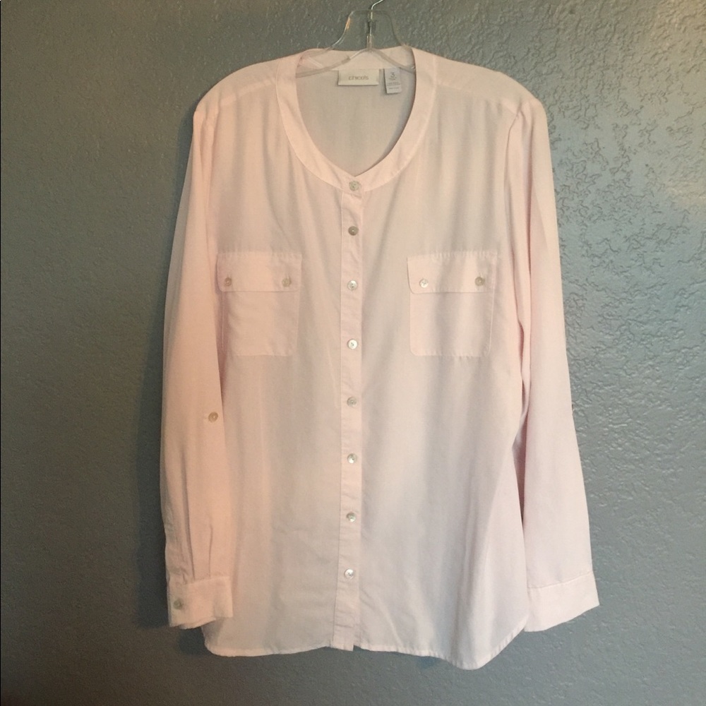 Chico's lightweight pale pink blouse