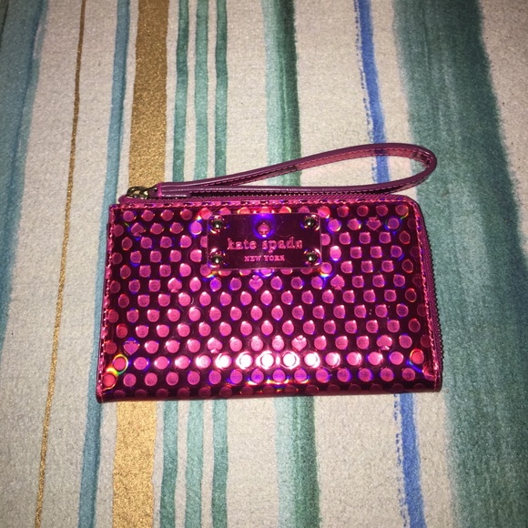 kate spade Handbags - Kate Spade New York Shiny Hot Pink Wristlet
