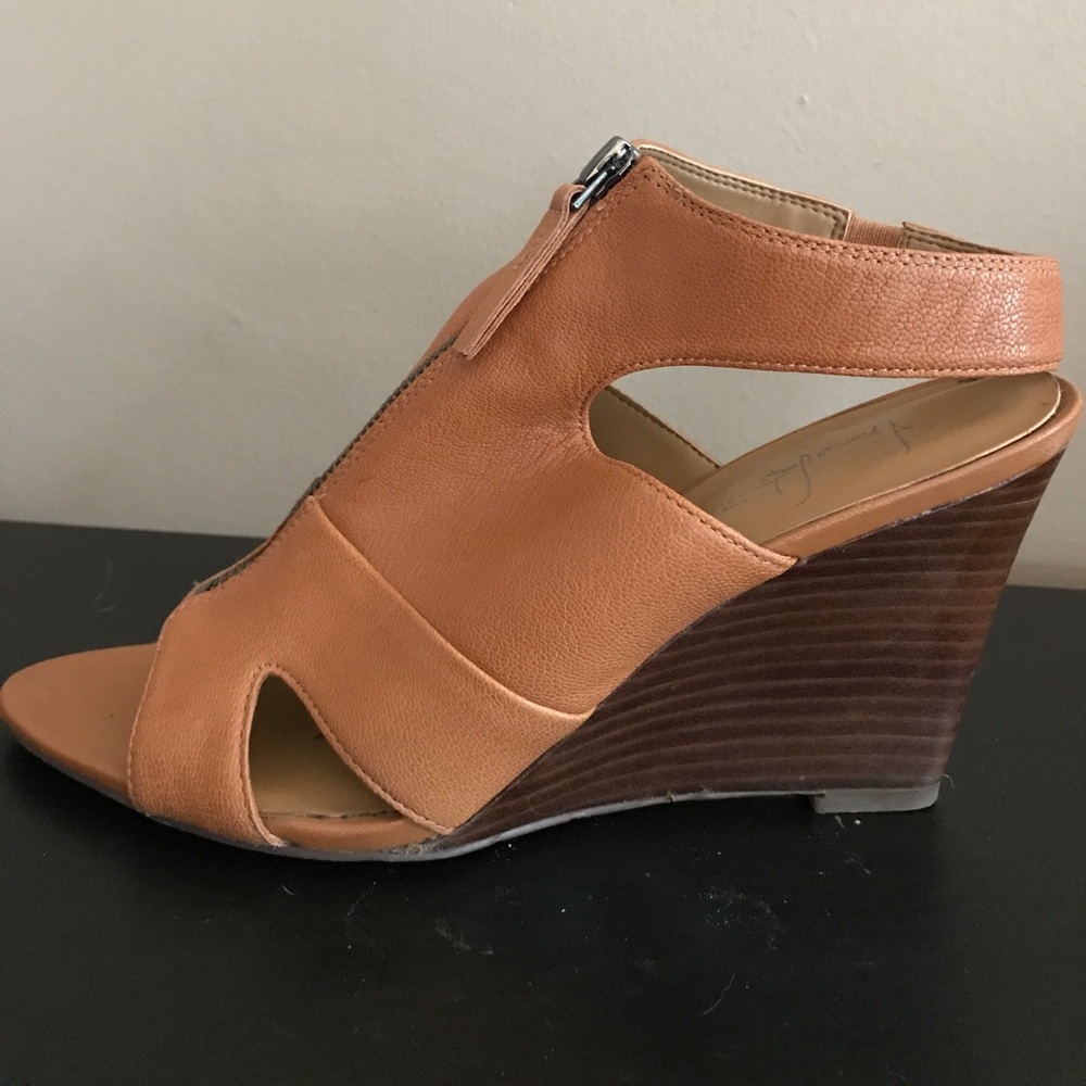 Zip front wedge heels