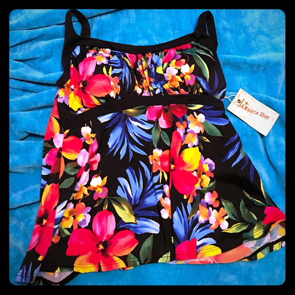 Jamaica Bay Tropical Print Tankini Top