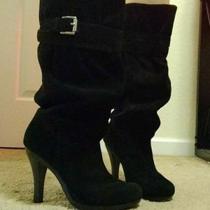 Michael Kors Black Suede Buckled Boots