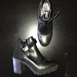 Zara Ankle Booties - Black, Leather and Suede