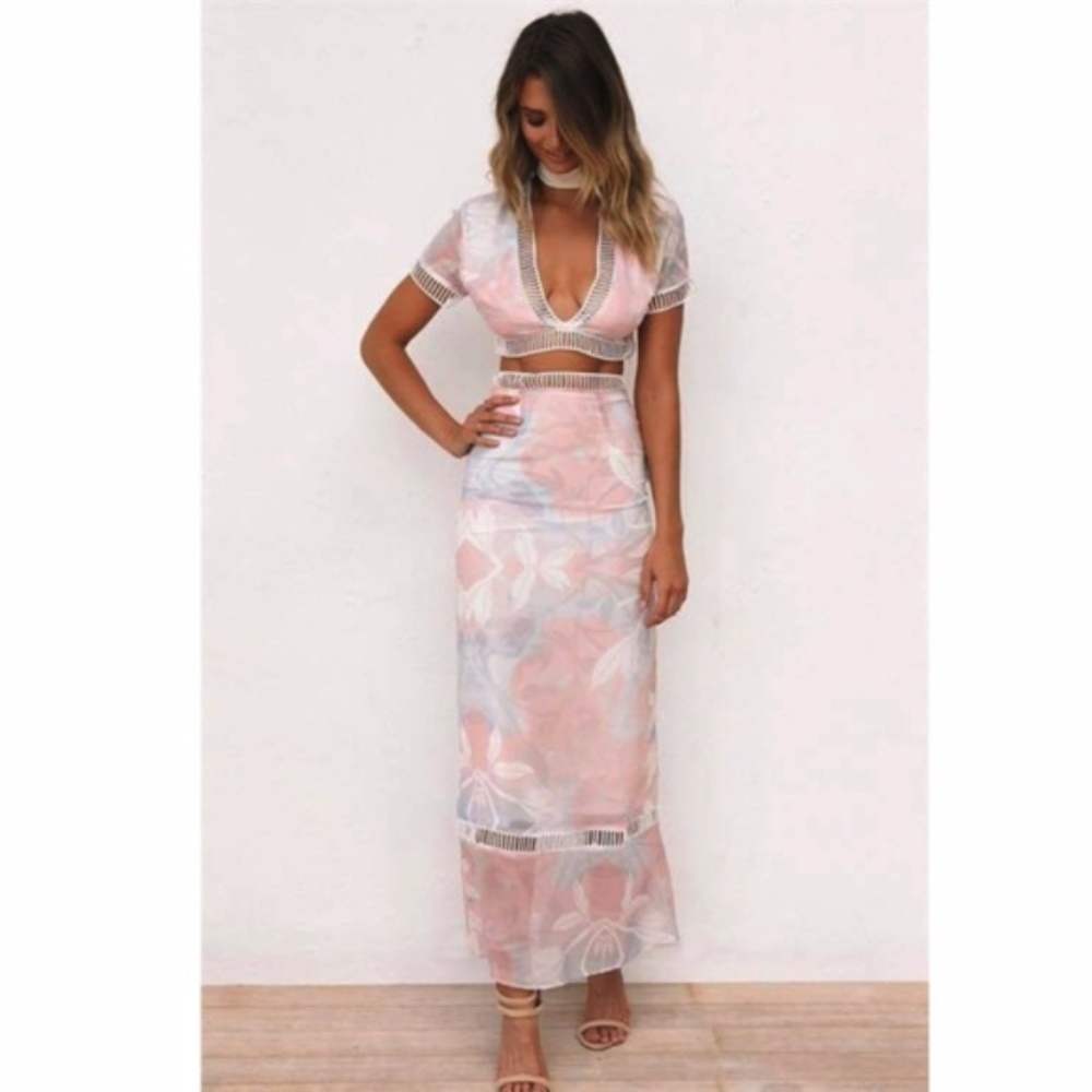 Floral two piece maxi set - Picture 3 of 6