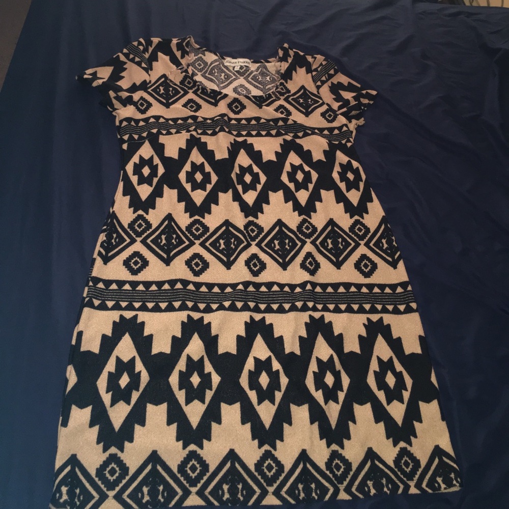 Tan and black printed dress