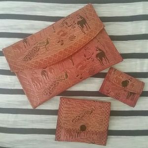 Never Used Tribal Red Wallet Set