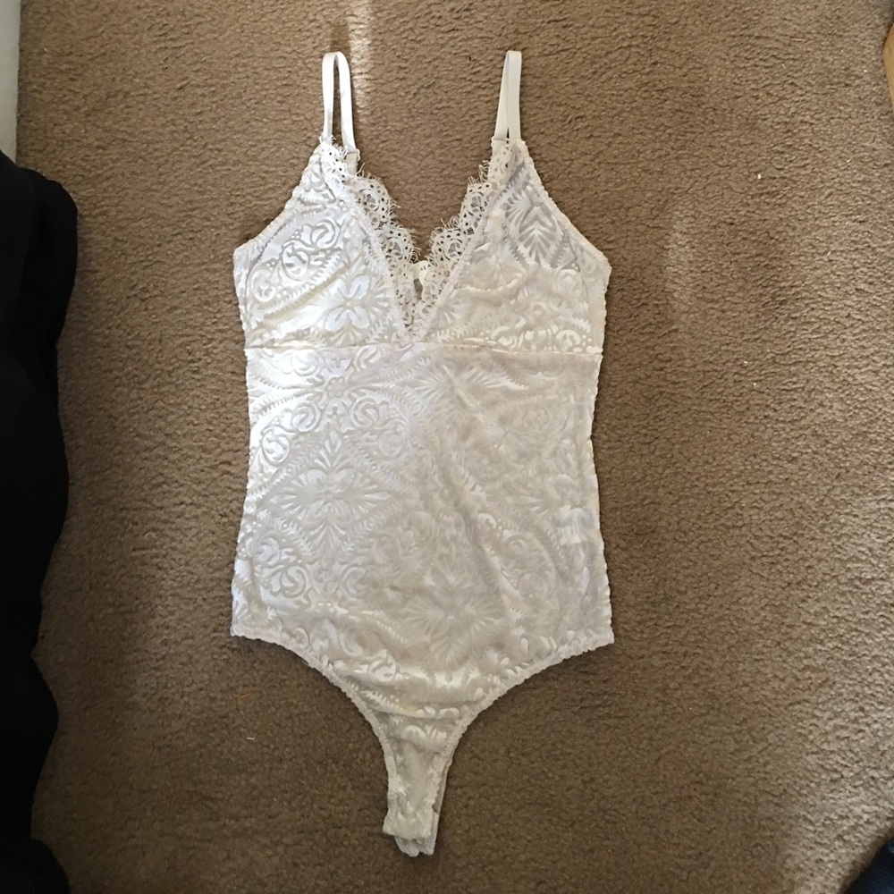 PacSun Velour/ Lace Nude Bodysuit