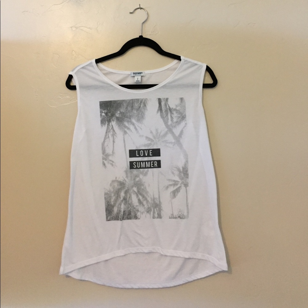 White breezy summer graphic tank!