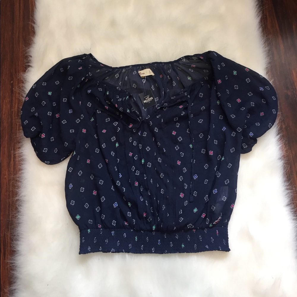 NWT hollister Chiffon Lace Up Top Blouse
