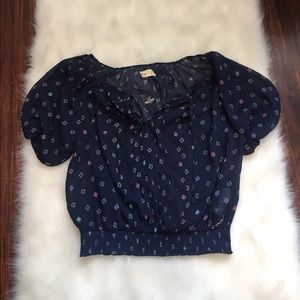 NWT hollister Chiffon Lace Up Top Blouse