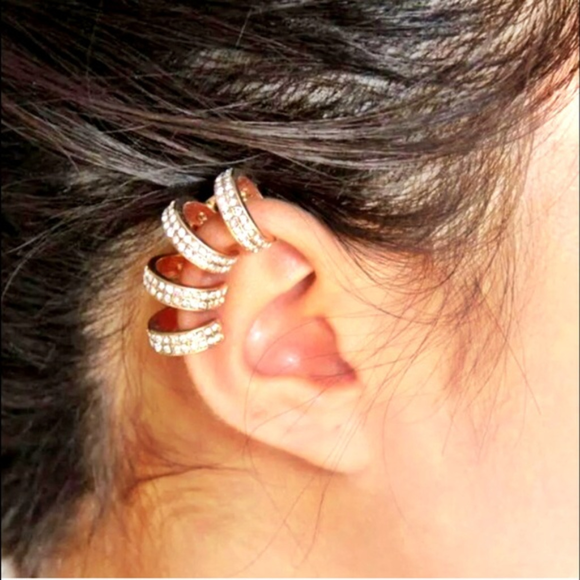 Crystal Ear Cuff - Silver or Gold - No Piercing - Picture 2 of 7
