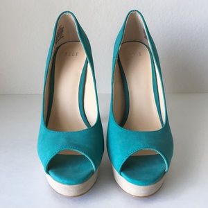 Elle Teal and Tan 4" Heels