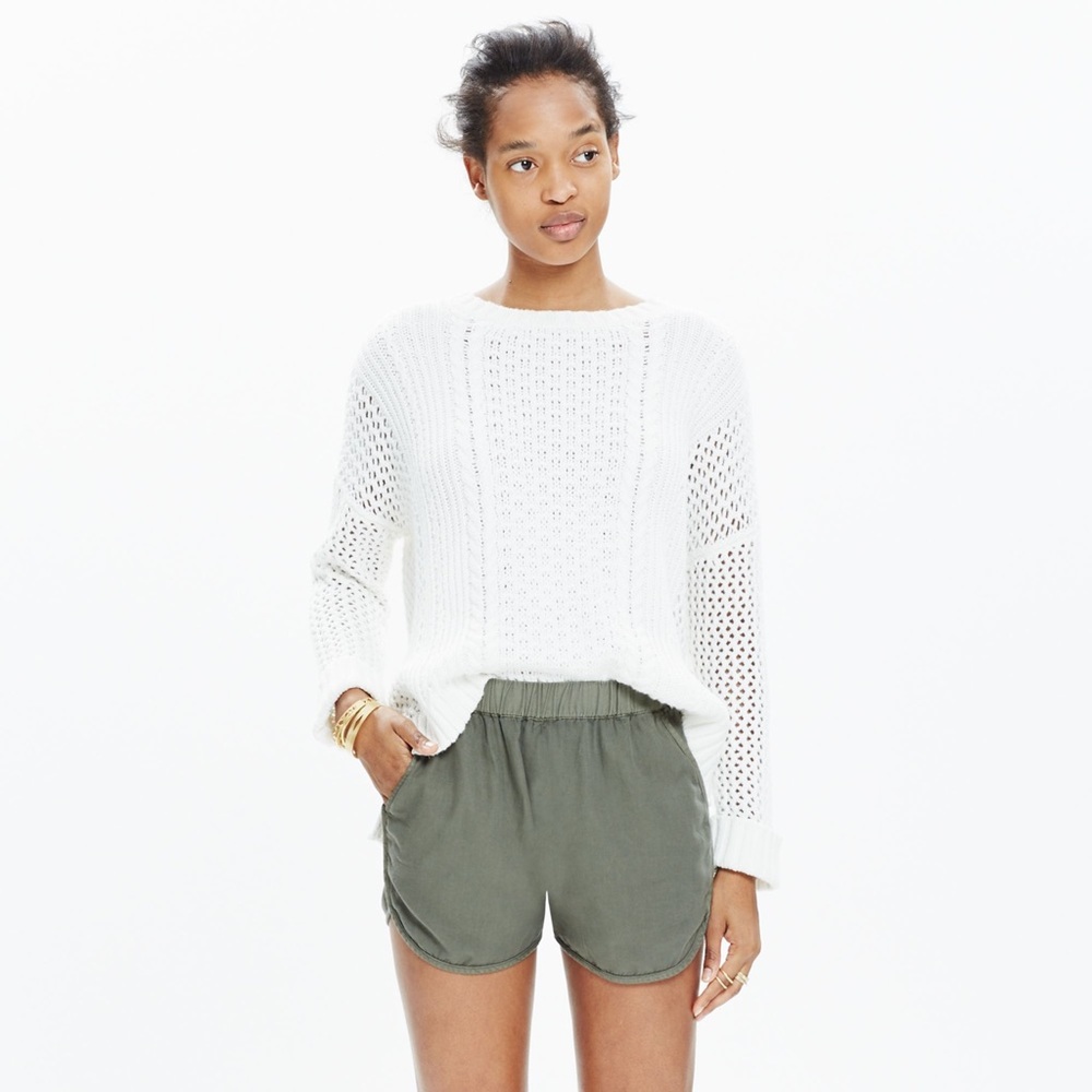 Madewell pull on shorts- army green