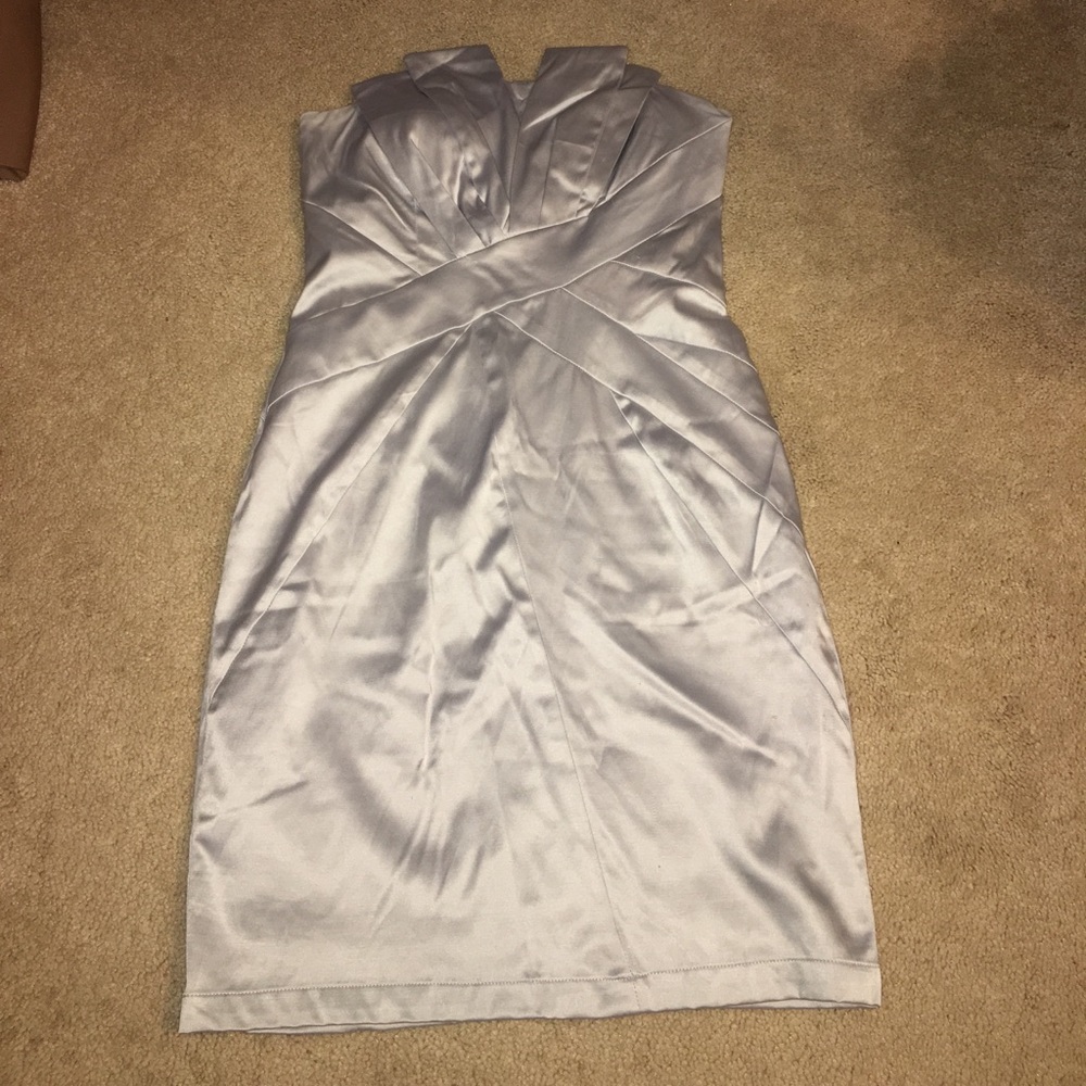 Silver strapless semi dress