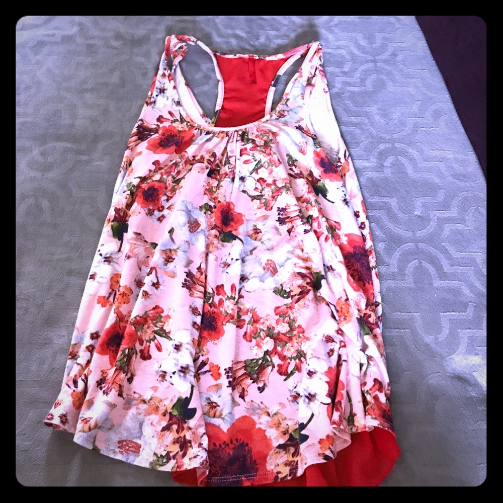 Floral tank top with bow in back