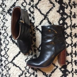 Black leather booties