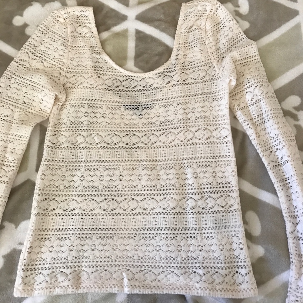 Lace Long Sleeve Crop Top