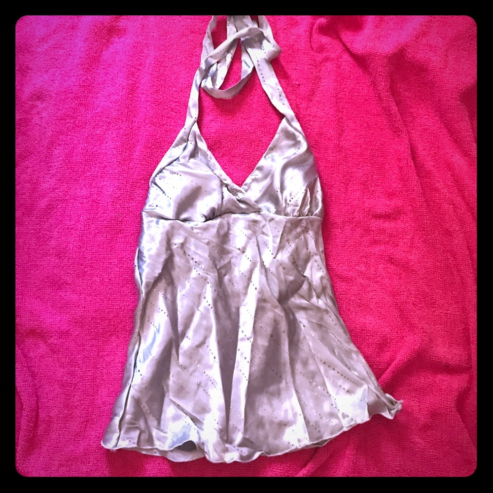 Silver rhinestone halter top
