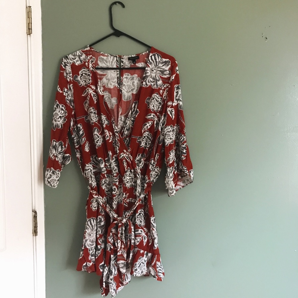 Who What Wear Burnt Orange and Flower Romper