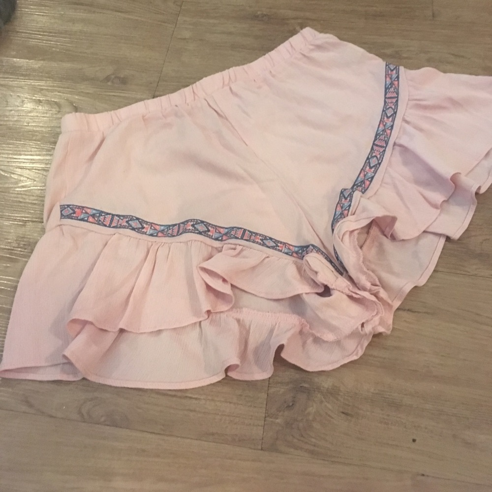Pink embroidered shorts