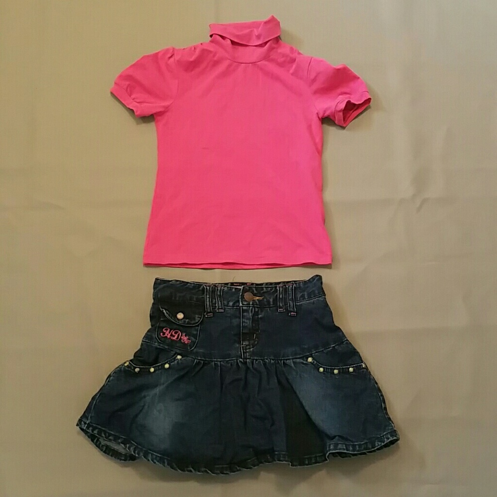 Girl Hillary Duff Flounce Pleated Skirt & Pink Top