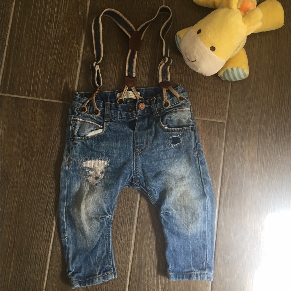 Zara Baby jean suspenders 6-9 month