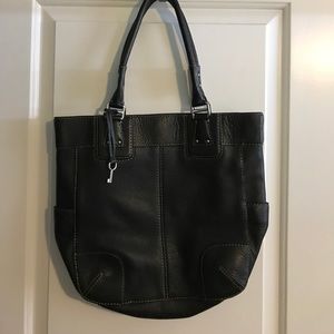 Fossil black pebble leather tote bag