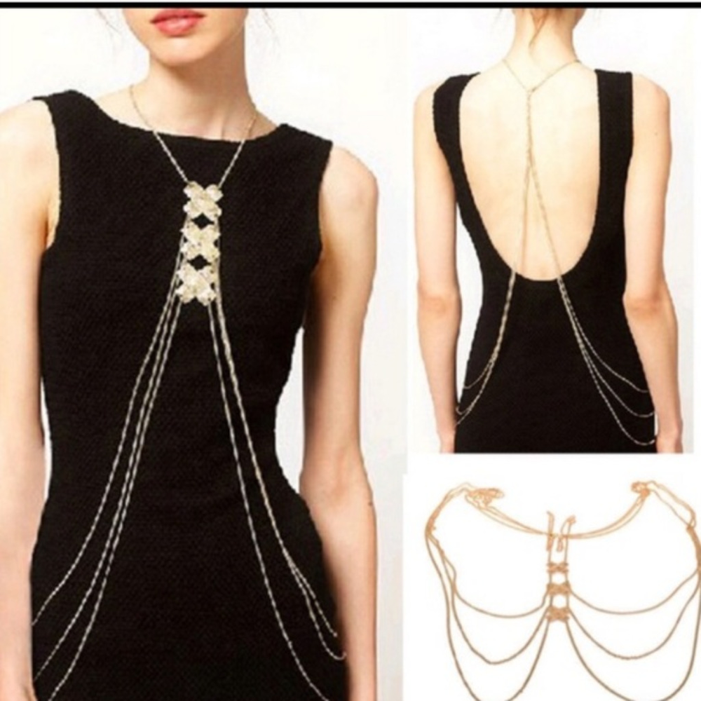 Gold or Silver Beach Bikini Sexy Back Chain NWT - Picture 3 of 7