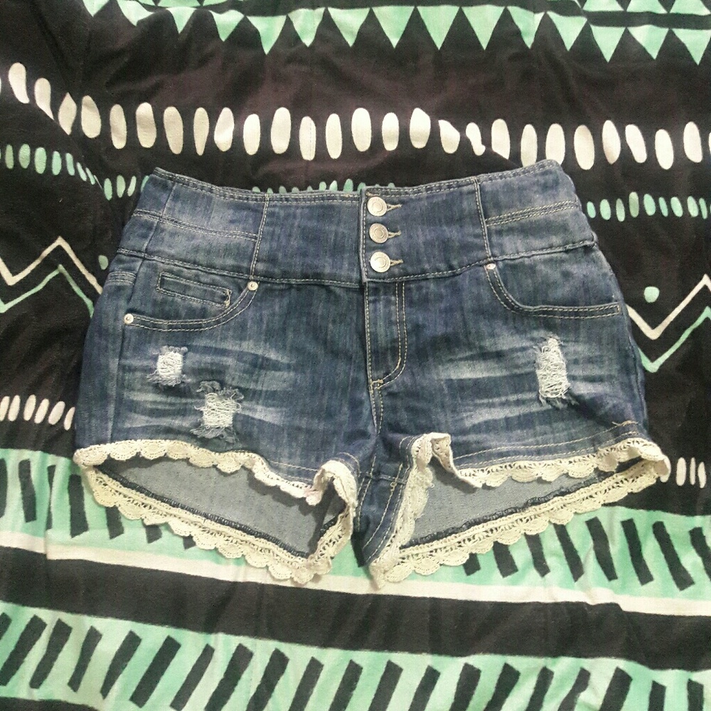 Rue 21 High Waisted Jean Shorts With Lace