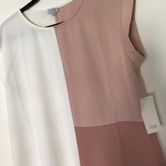 TOBI COLOR BLOCK SHIFT DRESS-Millennial Pink/White - Picture 4 of 4
