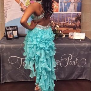 Blue, High-low prom dress